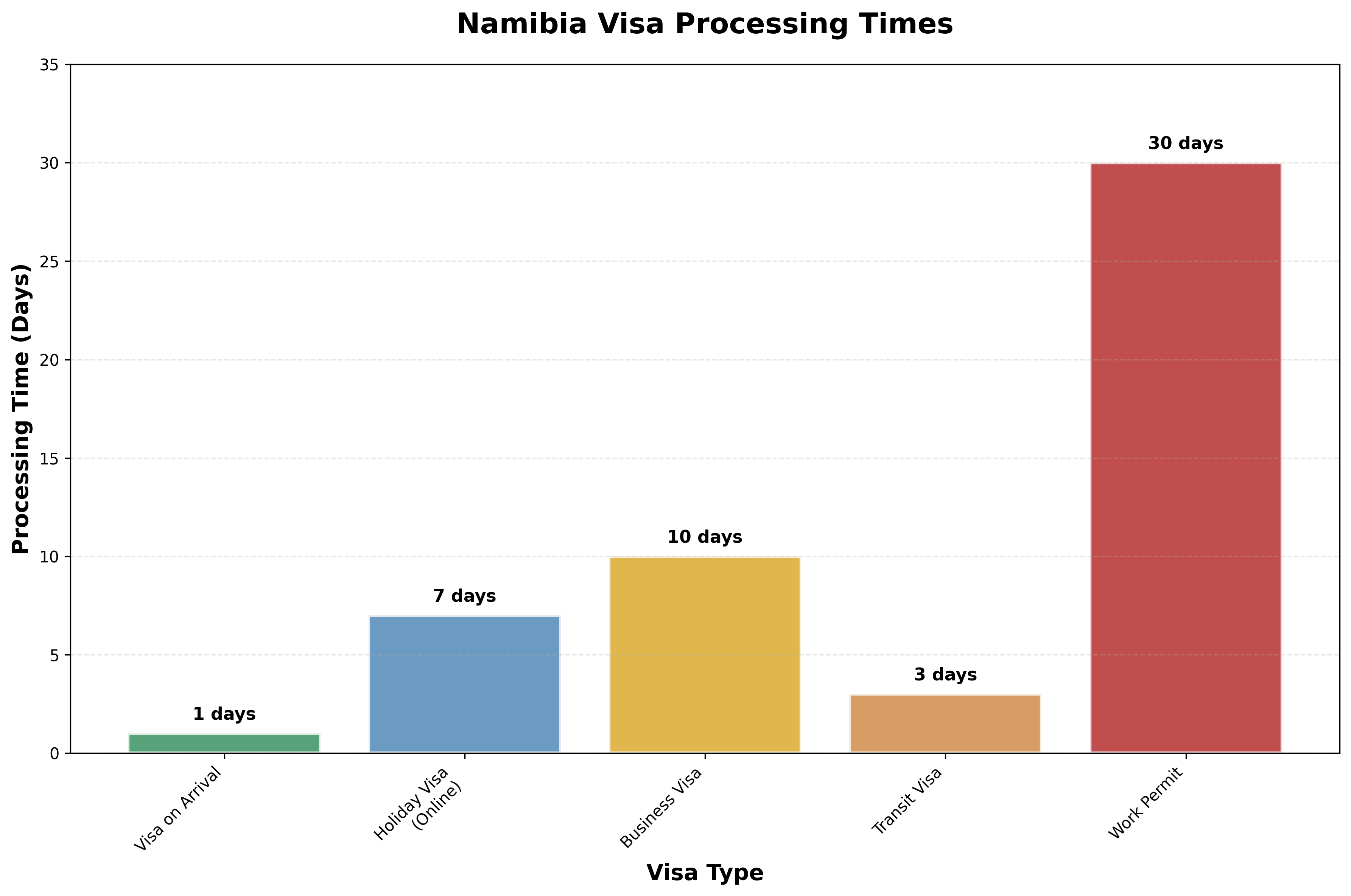 Namibia Visa Processing Times Chart
