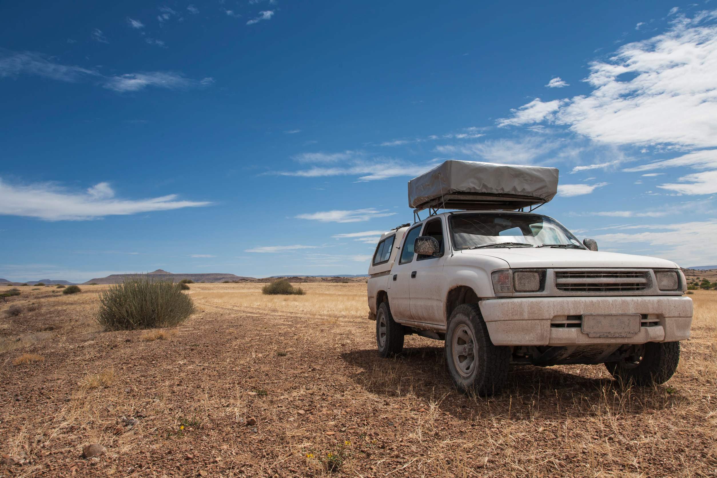A 4x4 car in the desert in Namibia
