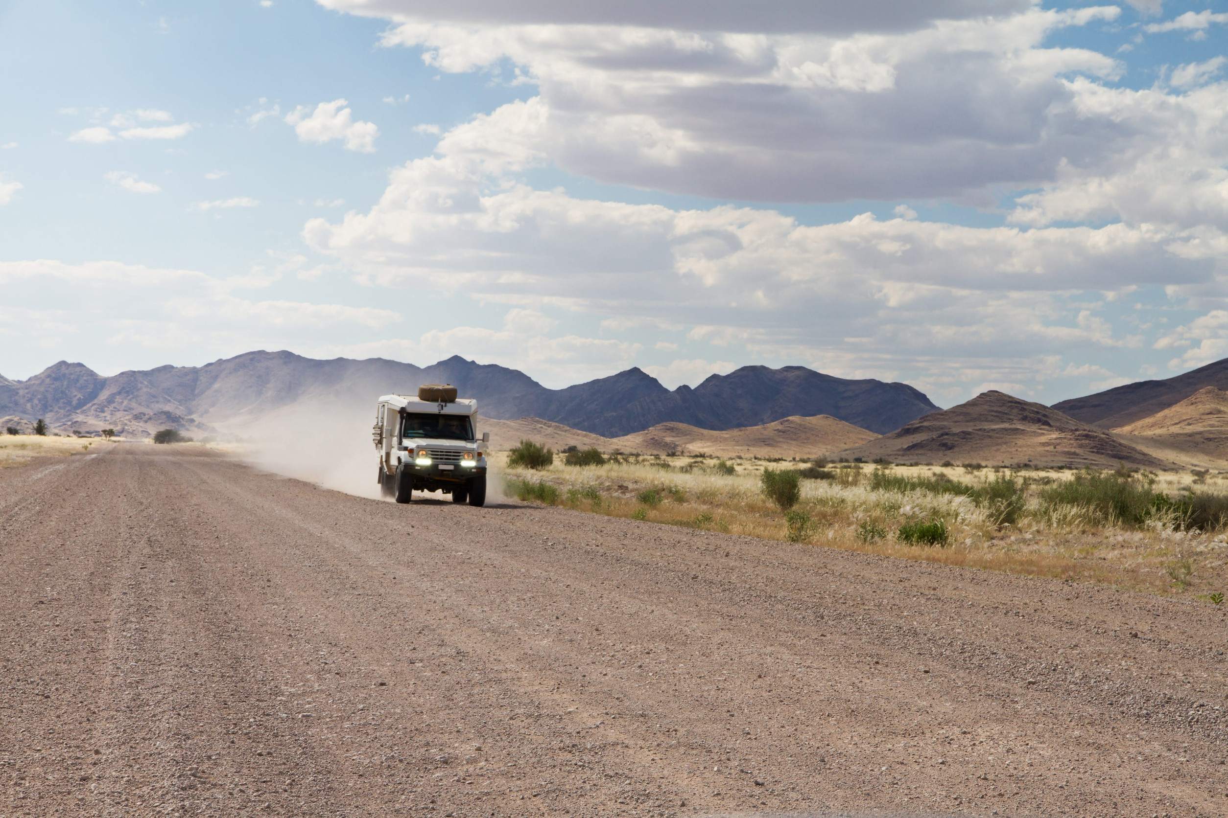 A car on Namibian gravel road