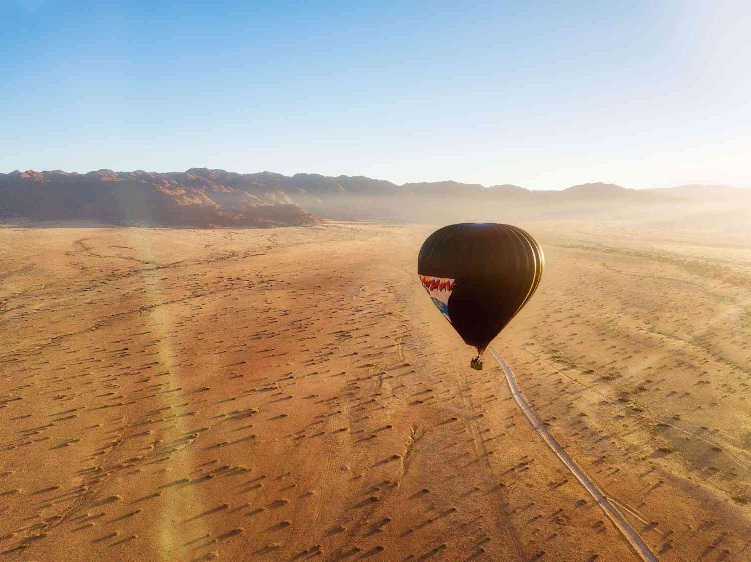 A Hot Air Balloon Over The Namibian Desert