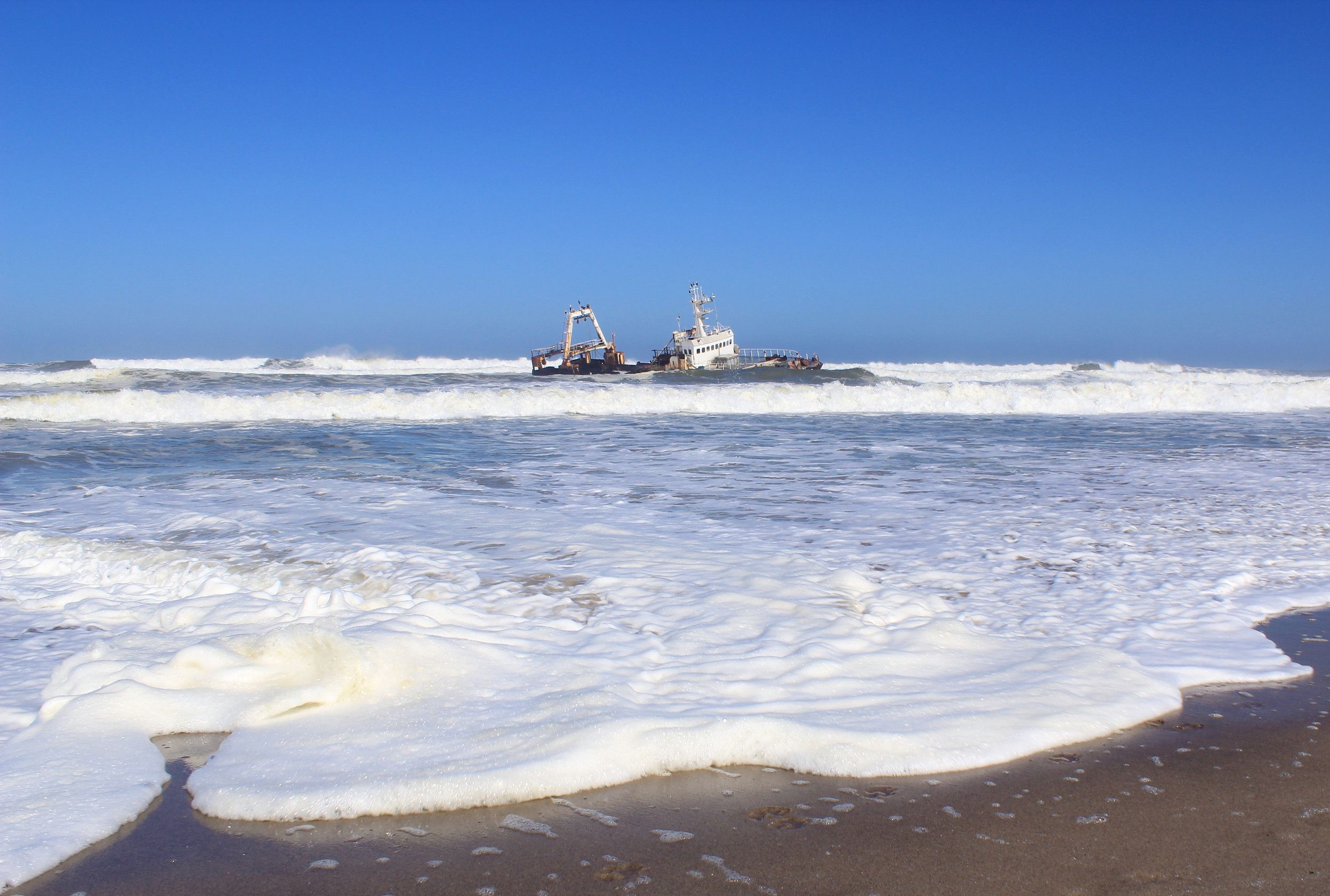 Shipwreck On A Beach At Skeleton Coast Namibia