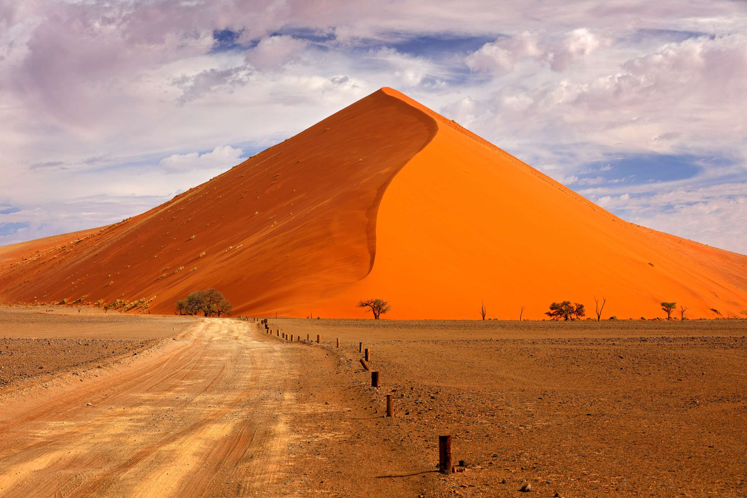 Sossusvlei dunes under a blue sky