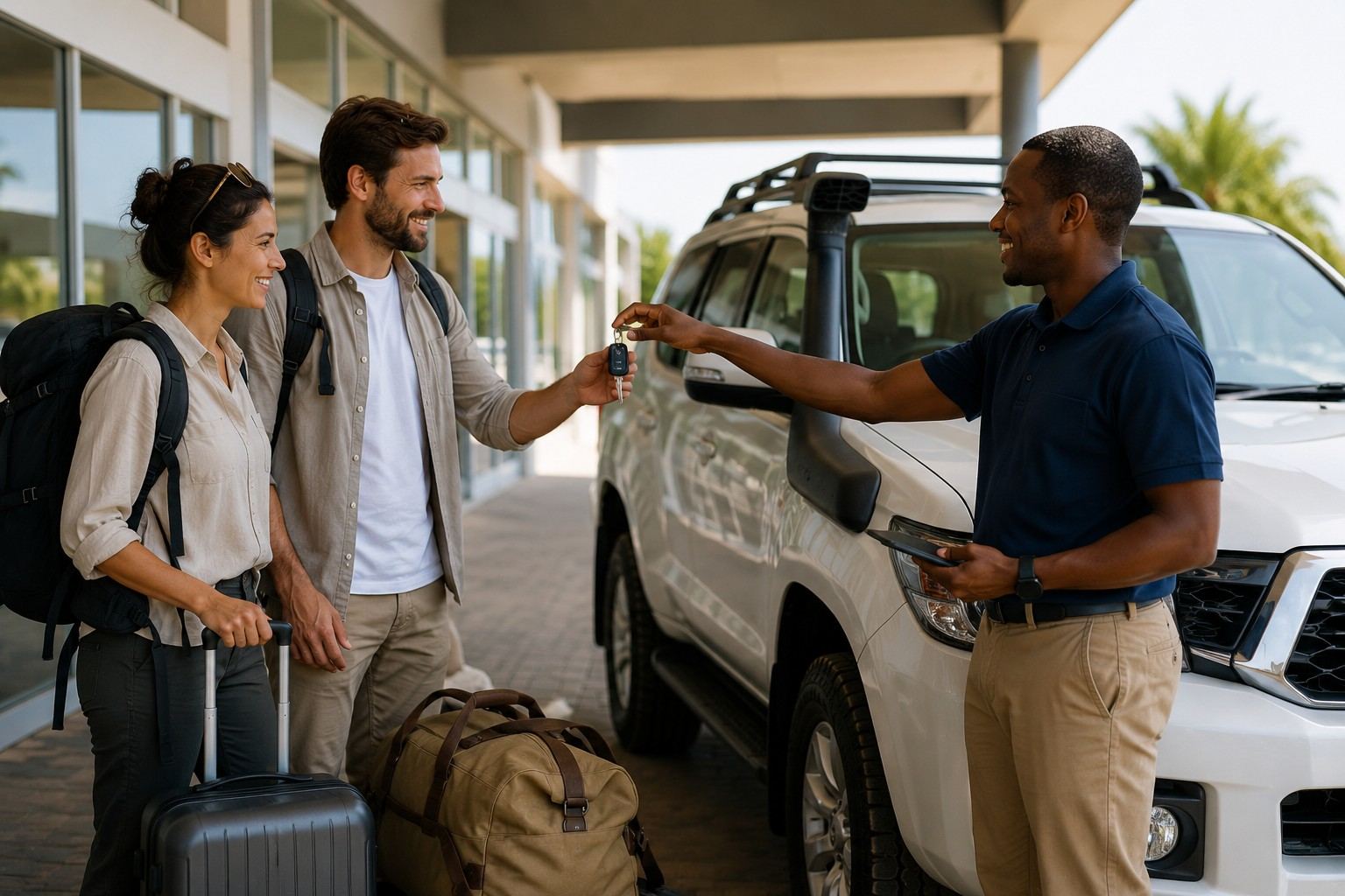 Traveller Collecting The Namibia Rental Vehicle